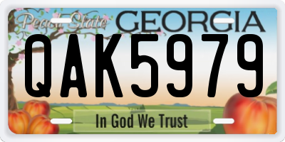 GA license plate QAK5979