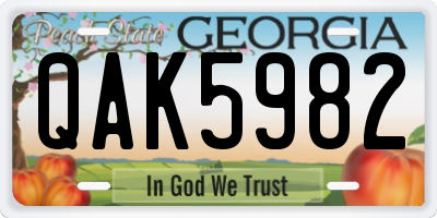 GA license plate QAK5982