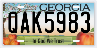 GA license plate QAK5983