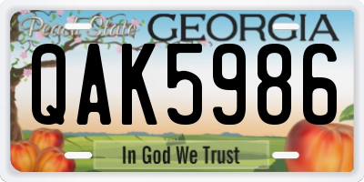 GA license plate QAK5986