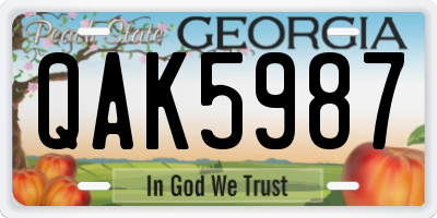 GA license plate QAK5987