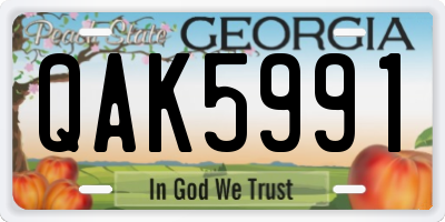GA license plate QAK5991