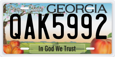 GA license plate QAK5992