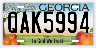GA license plate QAK5994