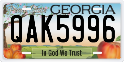 GA license plate QAK5996
