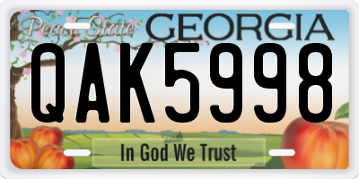 GA license plate QAK5998