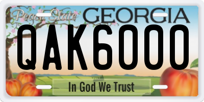 GA license plate QAK6000