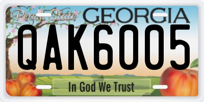 GA license plate QAK6005