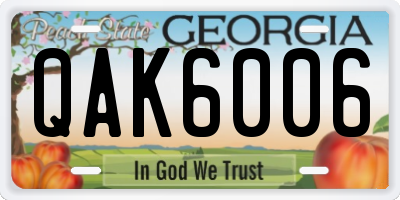 GA license plate QAK6006