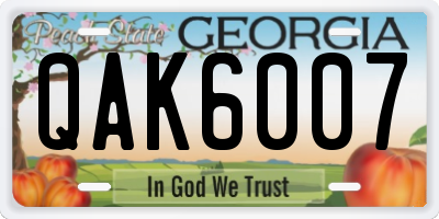 GA license plate QAK6007