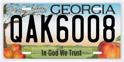 GA license plate QAK6008