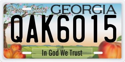 GA license plate QAK6015