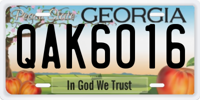 GA license plate QAK6016