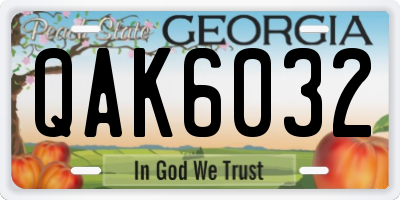 GA license plate QAK6032