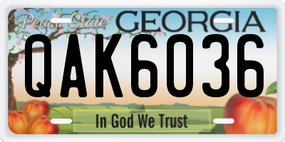 GA license plate QAK6036