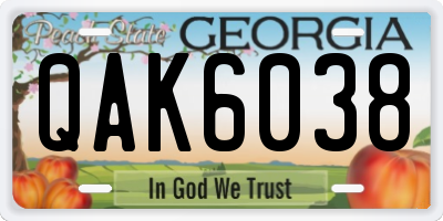 GA license plate QAK6038