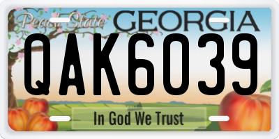 GA license plate QAK6039