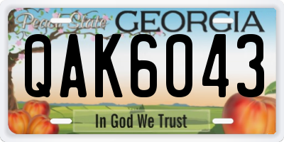 GA license plate QAK6043