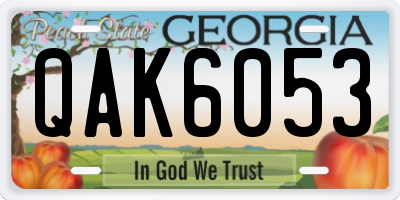 GA license plate QAK6053