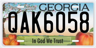 GA license plate QAK6058