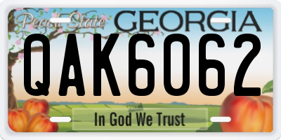 GA license plate QAK6062