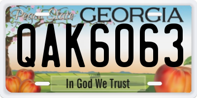 GA license plate QAK6063