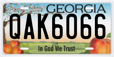 GA license plate QAK6066