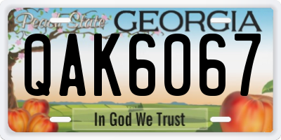GA license plate QAK6067