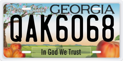 GA license plate QAK6068
