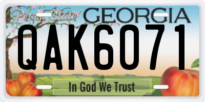 GA license plate QAK6071