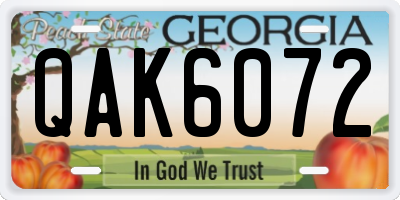 GA license plate QAK6072