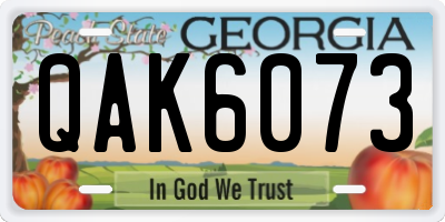 GA license plate QAK6073