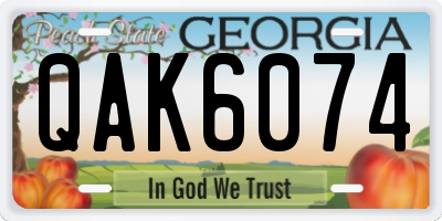 GA license plate QAK6074