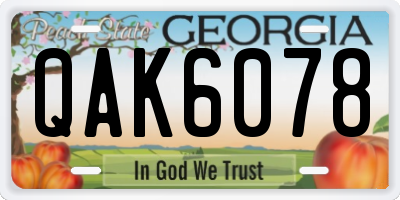 GA license plate QAK6078