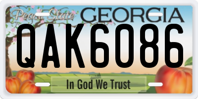 GA license plate QAK6086