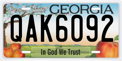 GA license plate QAK6092