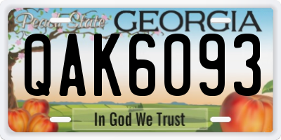 GA license plate QAK6093