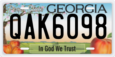 GA license plate QAK6098