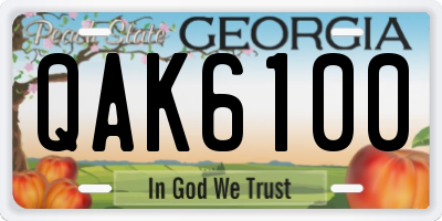 GA license plate QAK6100