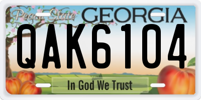 GA license plate QAK6104