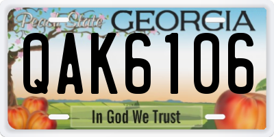 GA license plate QAK6106