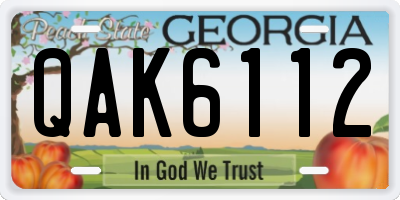 GA license plate QAK6112