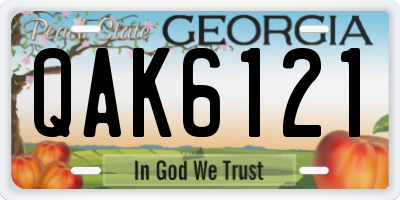 GA license plate QAK6121