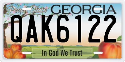 GA license plate QAK6122