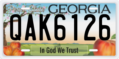 GA license plate QAK6126