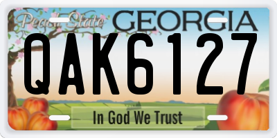 GA license plate QAK6127