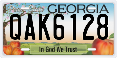 GA license plate QAK6128