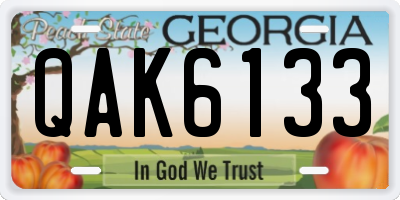 GA license plate QAK6133