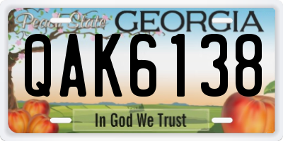 GA license plate QAK6138