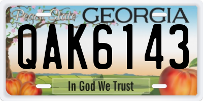 GA license plate QAK6143